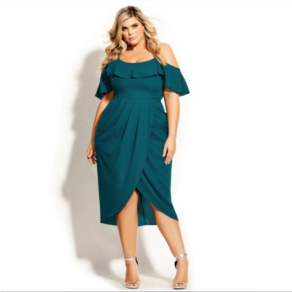 City Chic Flirtation Cocktail Dress in Turquoise SZ 20 NWT